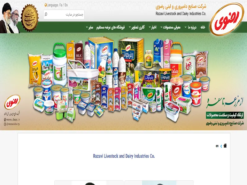 طراحی سایت پنج زبانه محصولات رضوی